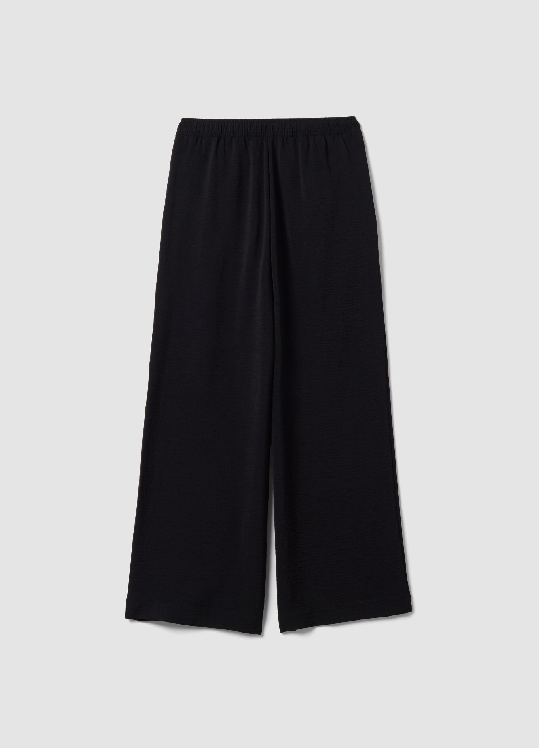Black wide-leg trousers with elasticated waist