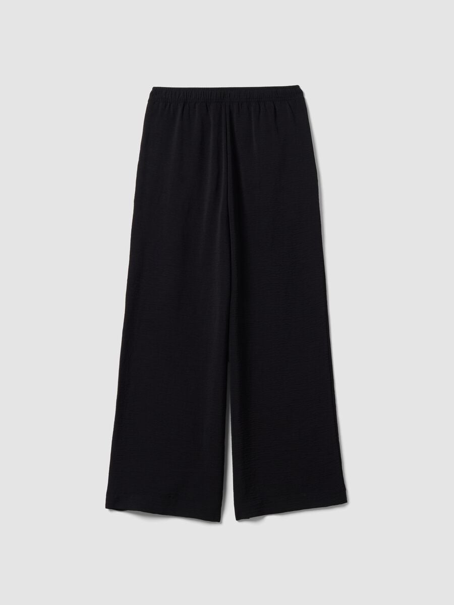 Black wide-leg trousers with elasticated waist_5