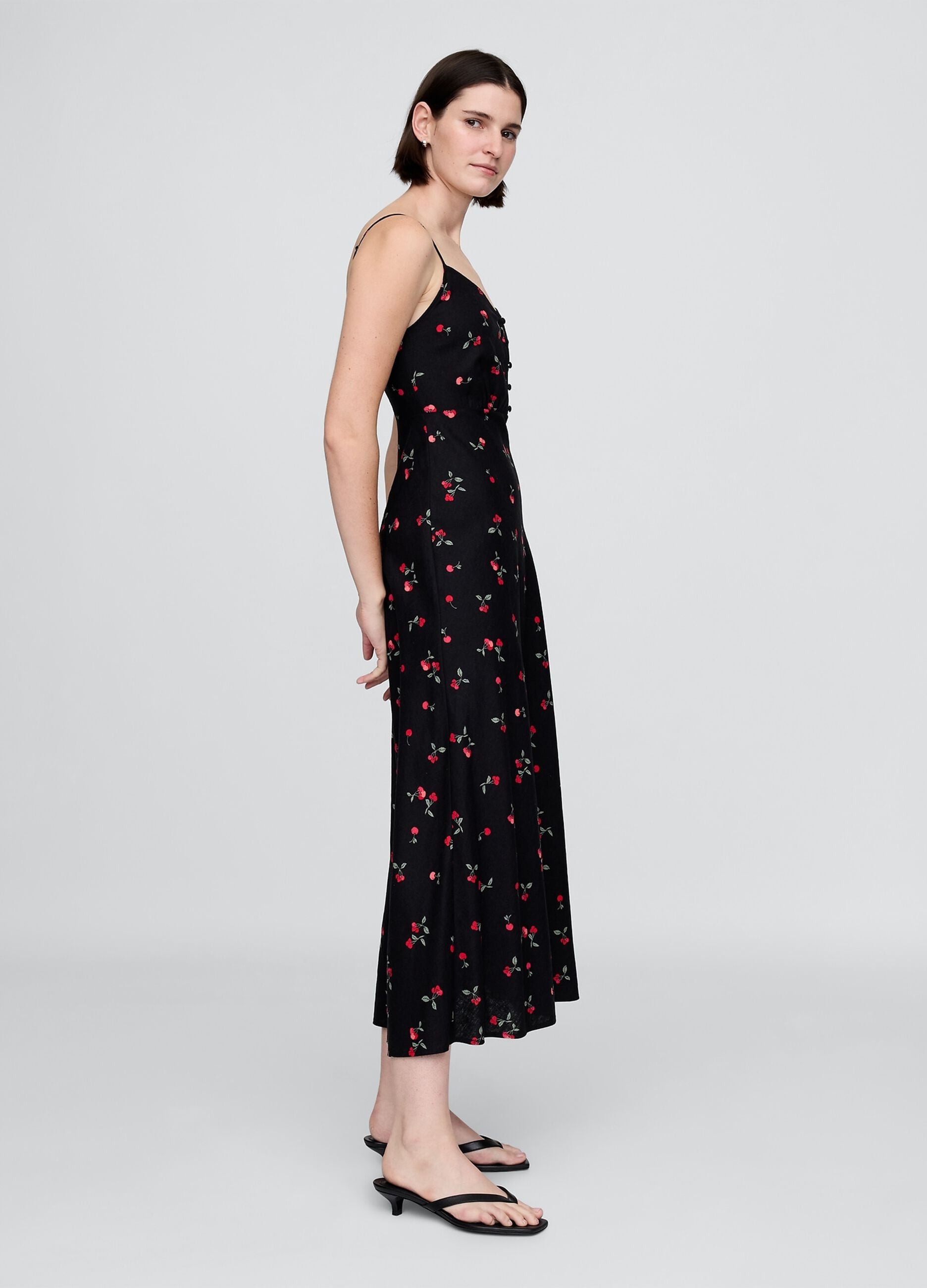 Black Long Dress with Floral Print