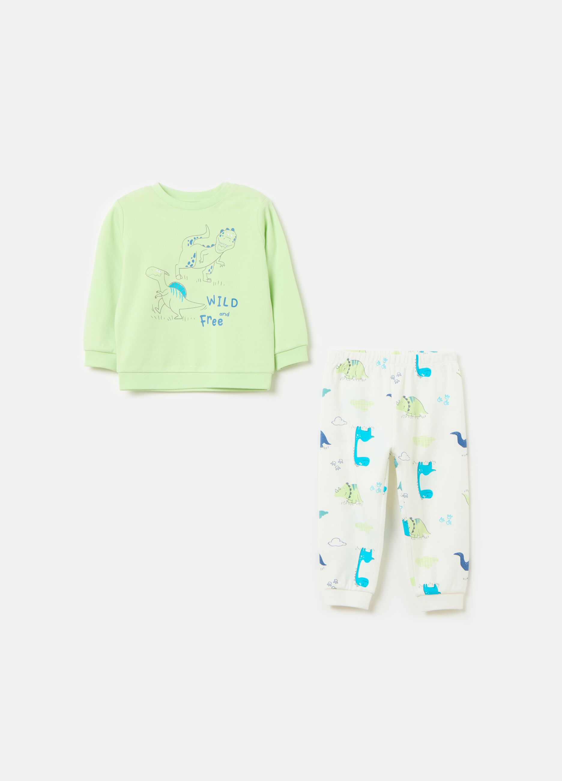 Pijama de algodón orgánico estampado dinosaurios
