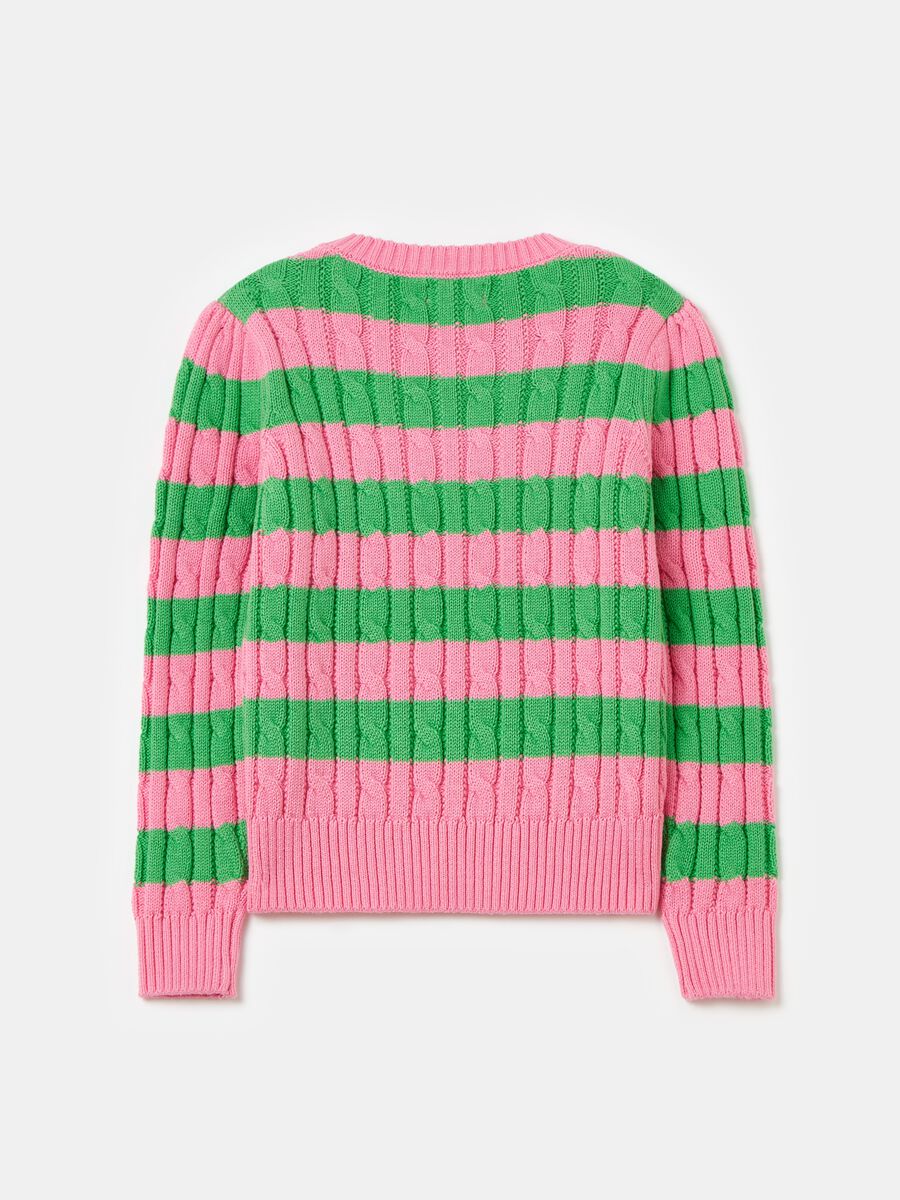 Striped pullover with cable design_5
