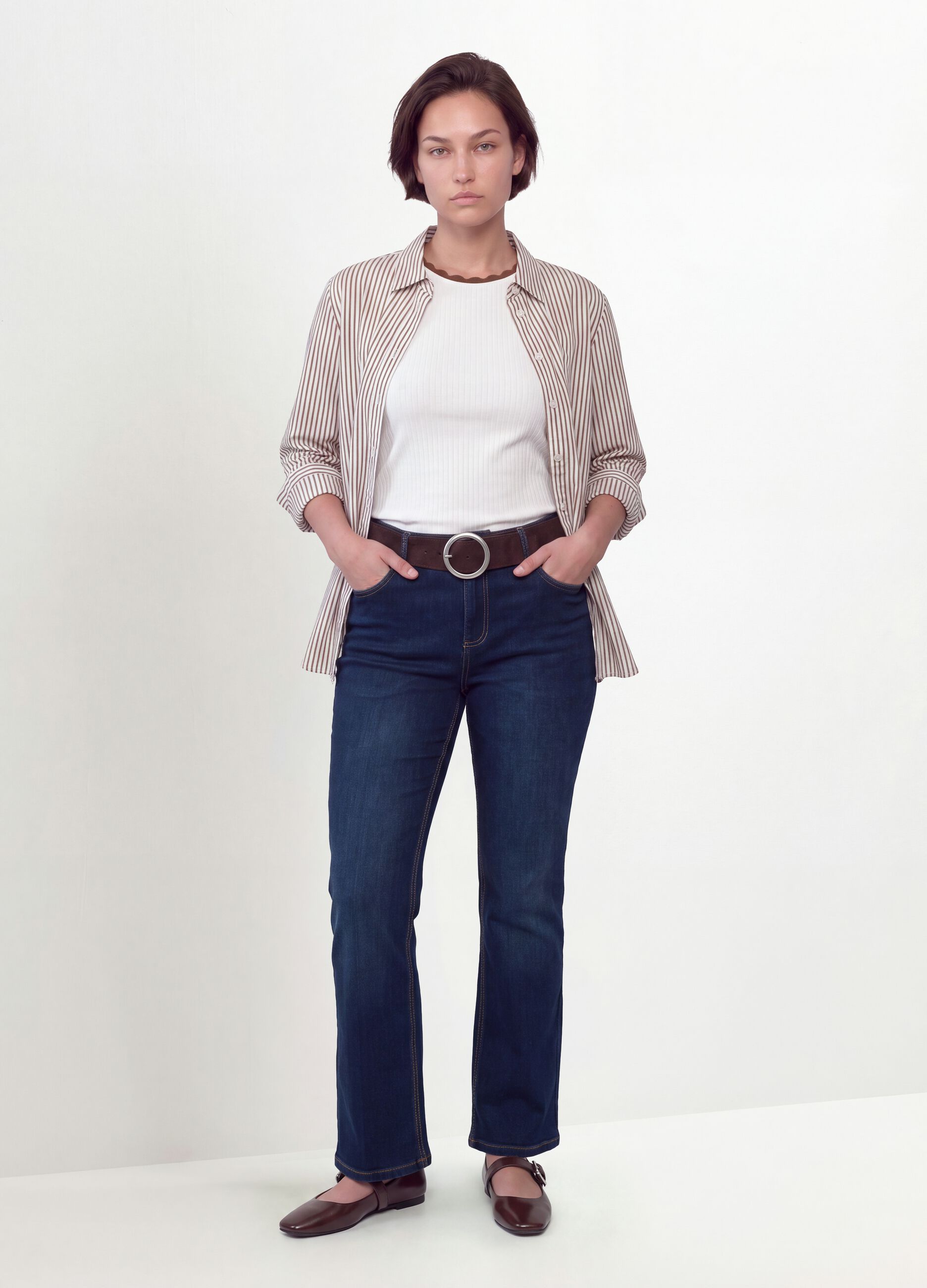 Blue stretch-cotton denim bootcut jeans