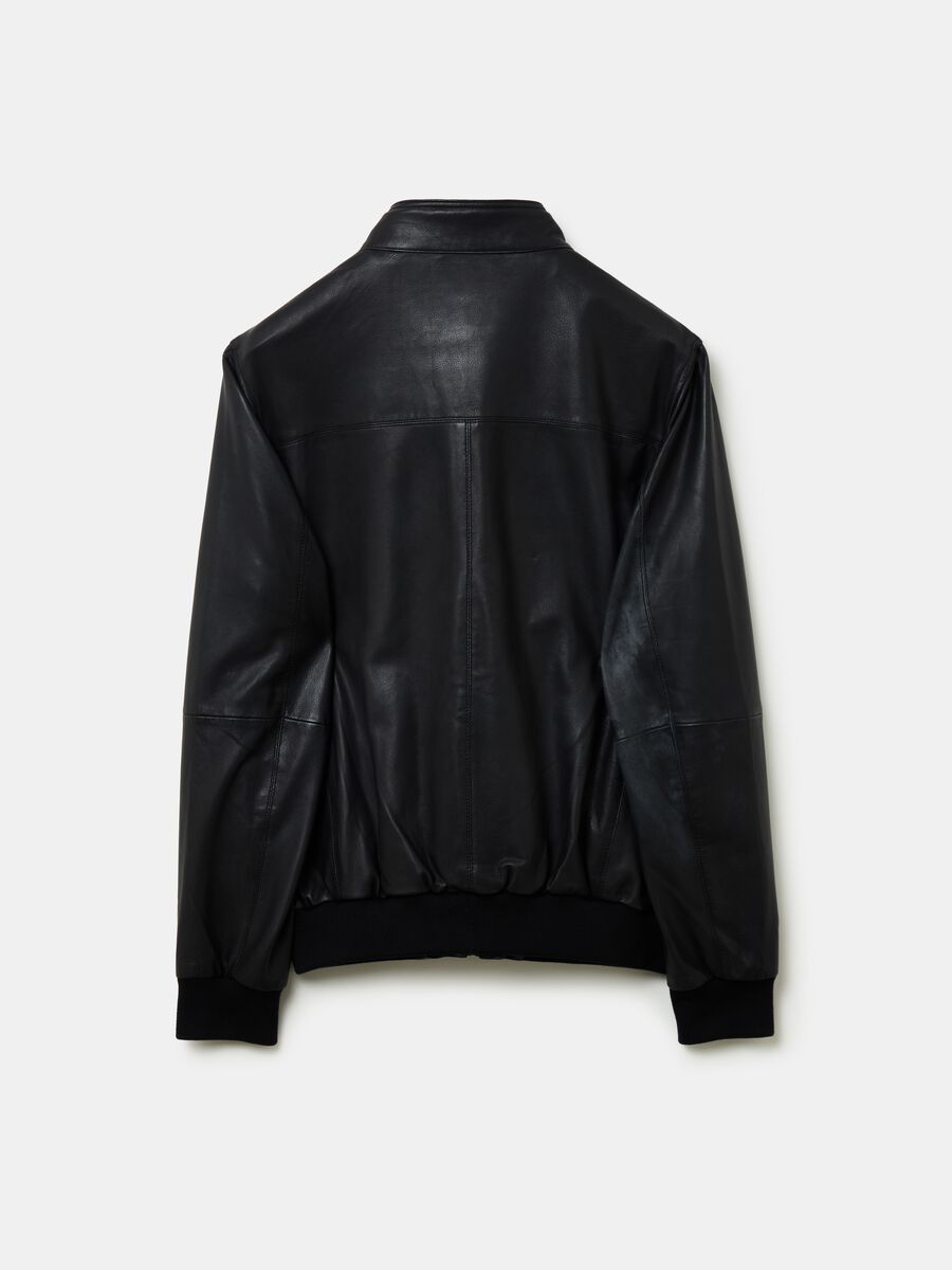 Leather bomber jacket with high neck_4