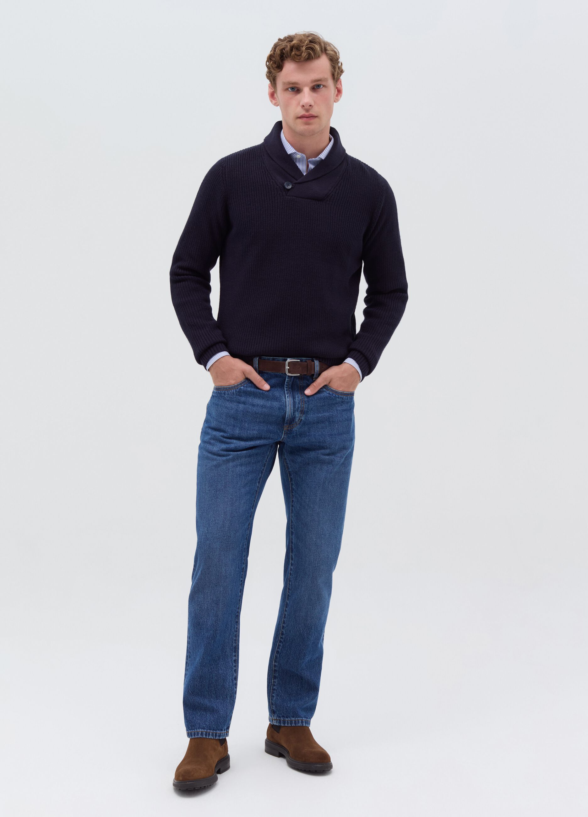 Pullover with shawl neck