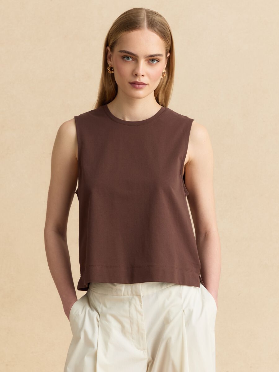 Braunes Tanktop aus Baumwollmix_1
