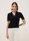 Black viscose blend slim fit polo with contrast stitching_0