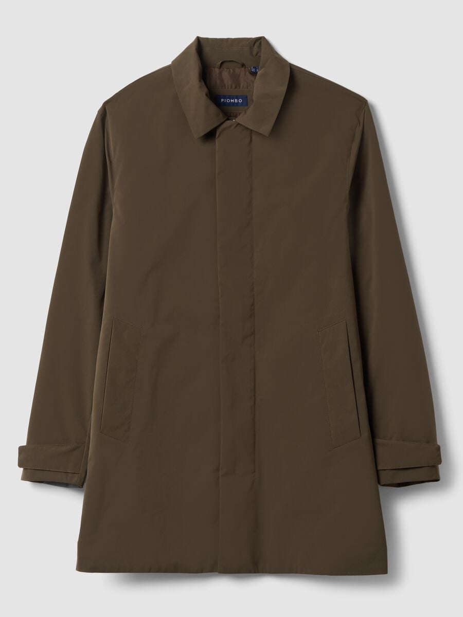 Long brown regular-fit raincoat_0