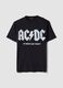 Black regular fit pure cotton T-shirt with AC/DC logo_4