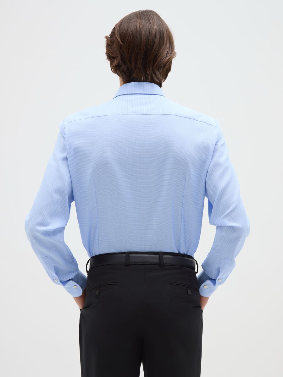 Blue slim-fit cotton shirt_2