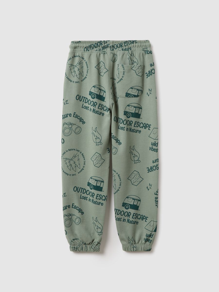 Children's green pure cotton regular fit trousers with print_1