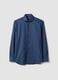 Blue pure cotton shirt with French collar, regular fit, easy iron_4