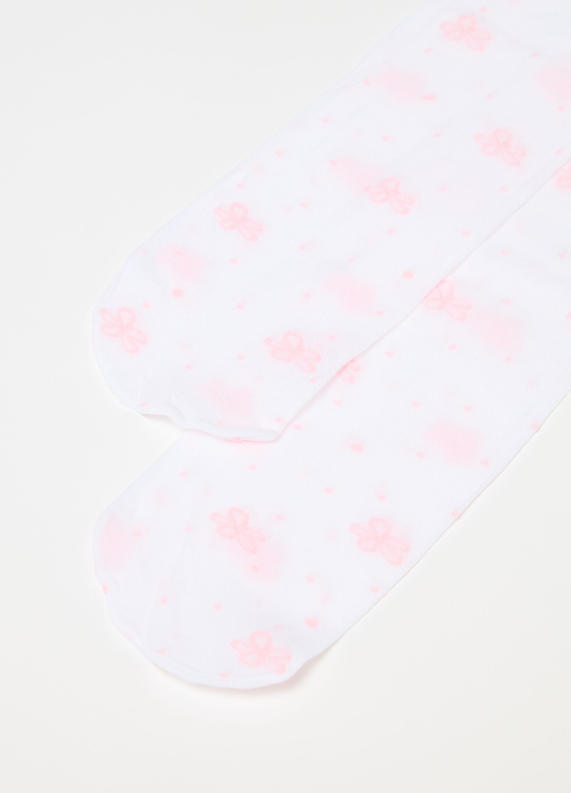 Two-pack tights with flowers and polka dots pattern