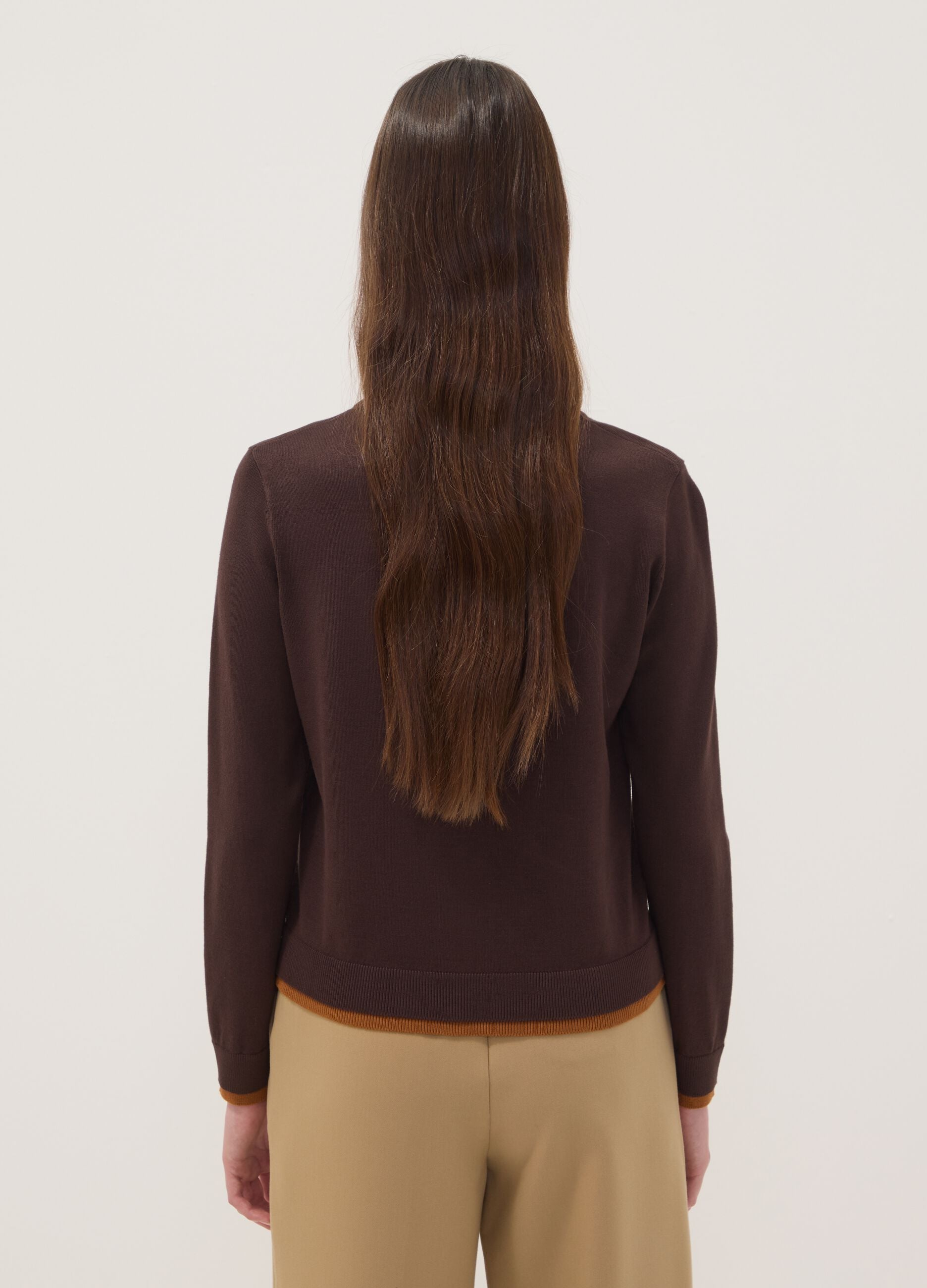 Brauner Cardigan aus Viskosemix mit langen &Auml;rmeln
