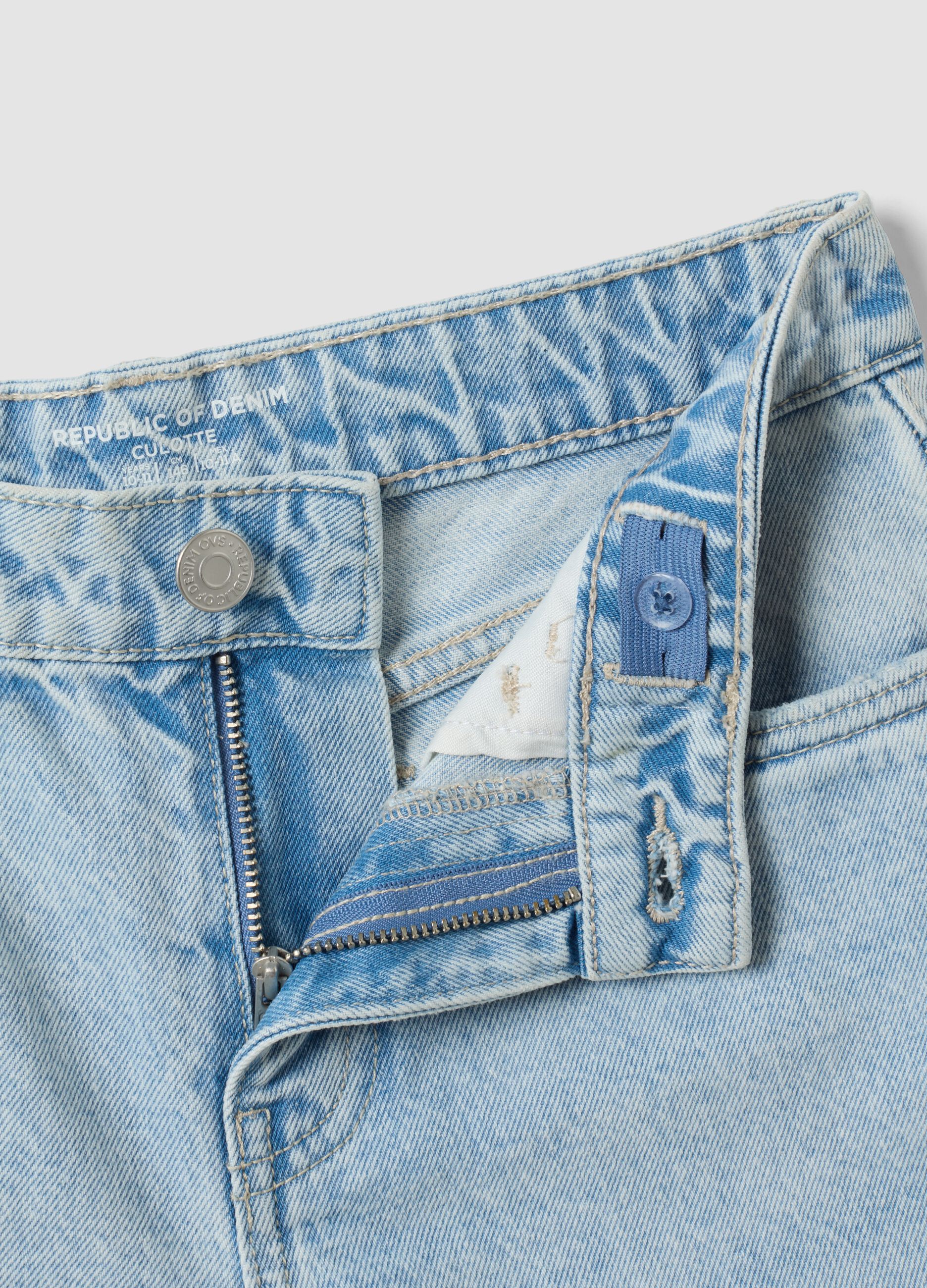 Blue culotte jeans in pure cotton for girls