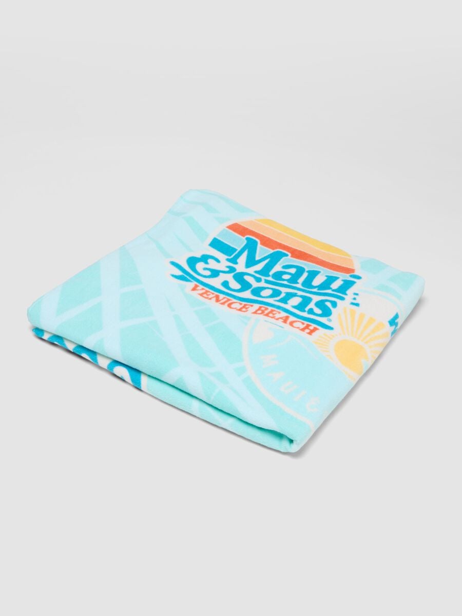 Blue pure cotton beach towel_0
