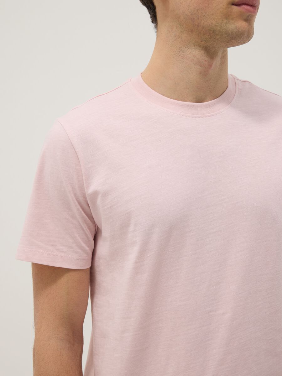 Short-sleeve pink pure cotton regular fit t-shirt_3