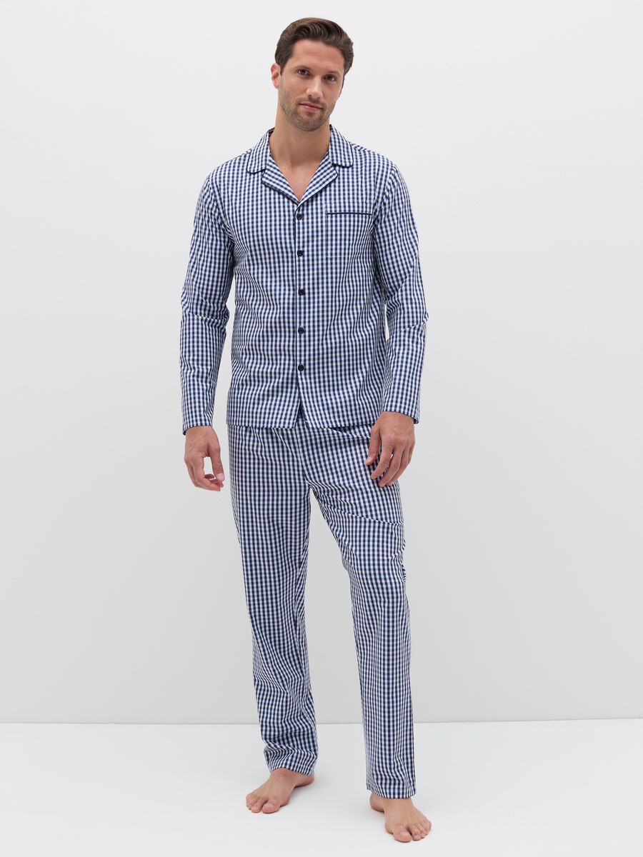 Long pyjama top with contrasting piping_0