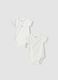 Bipack body bianchi in puro cotone organico girocollo con stampa_0