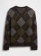 Brauner Pullover mit Rautenmuster aus Woll- und Alpakamischung_3