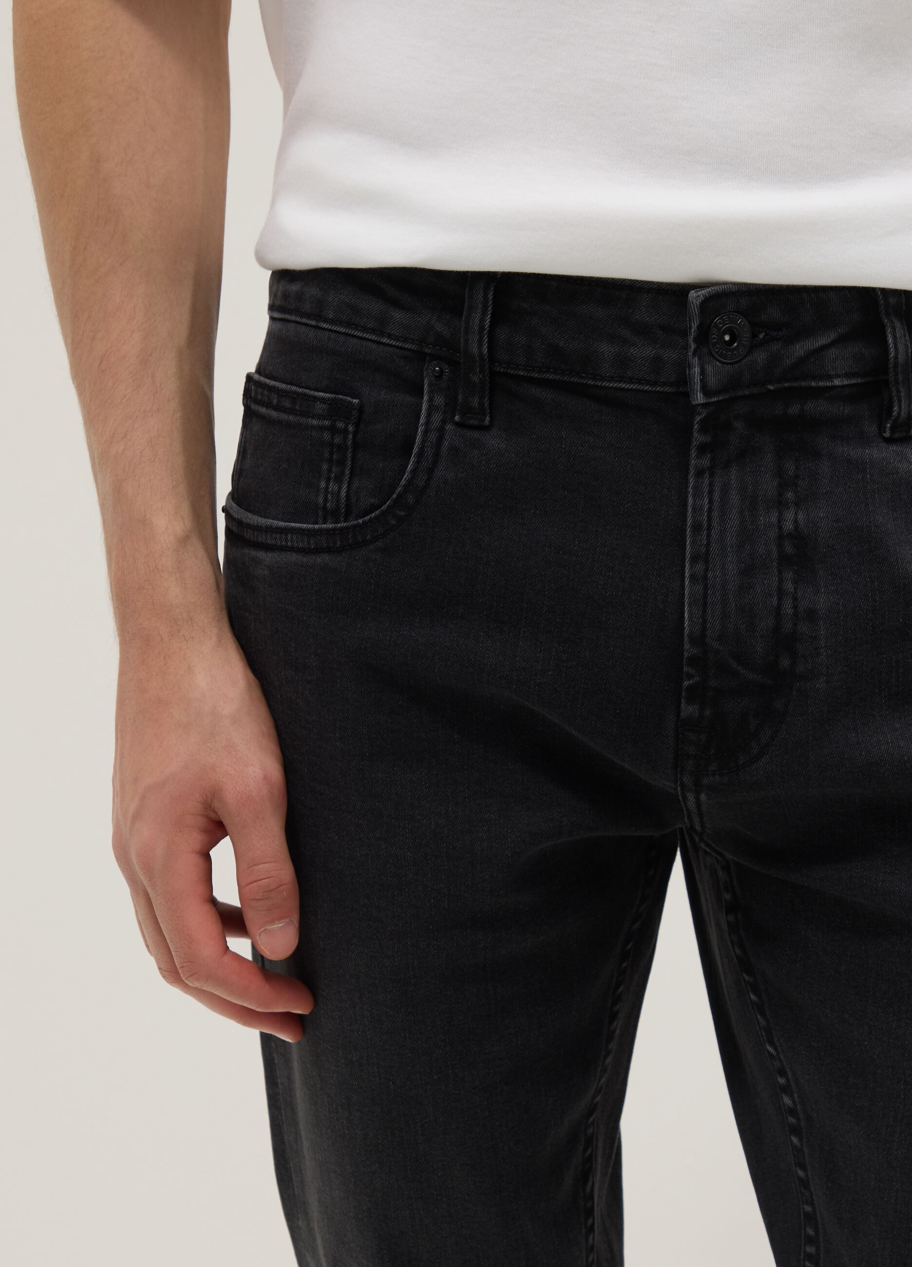 Black stretch cotton skinny-fit jeans