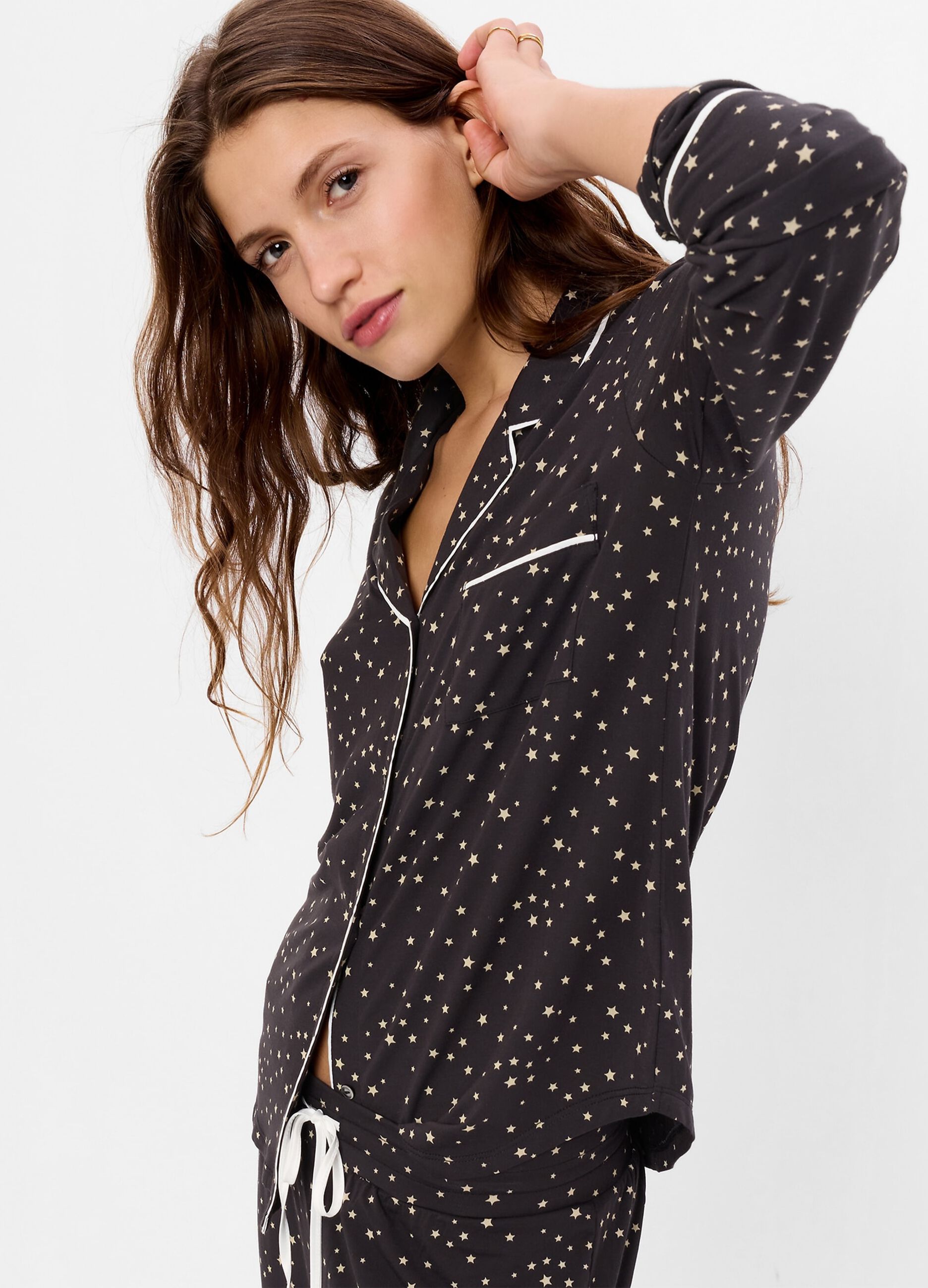 Pyjama top shirt with star print
