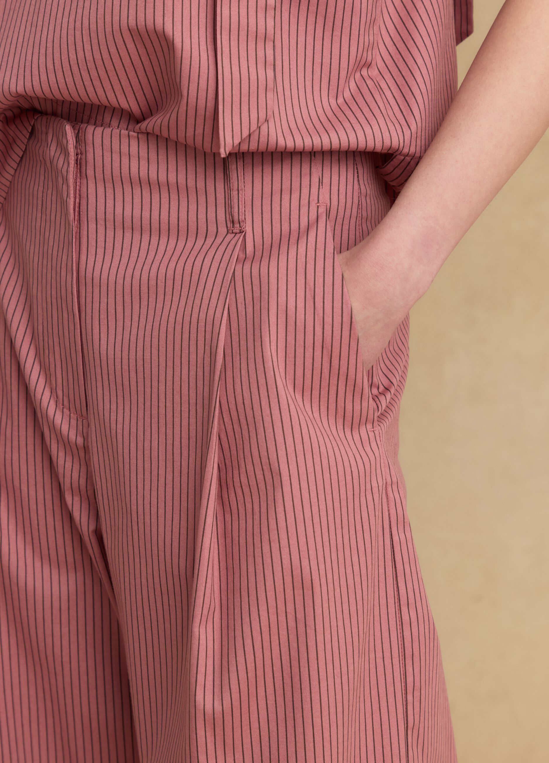 Pink striped stretch-cotton palazzo trousers