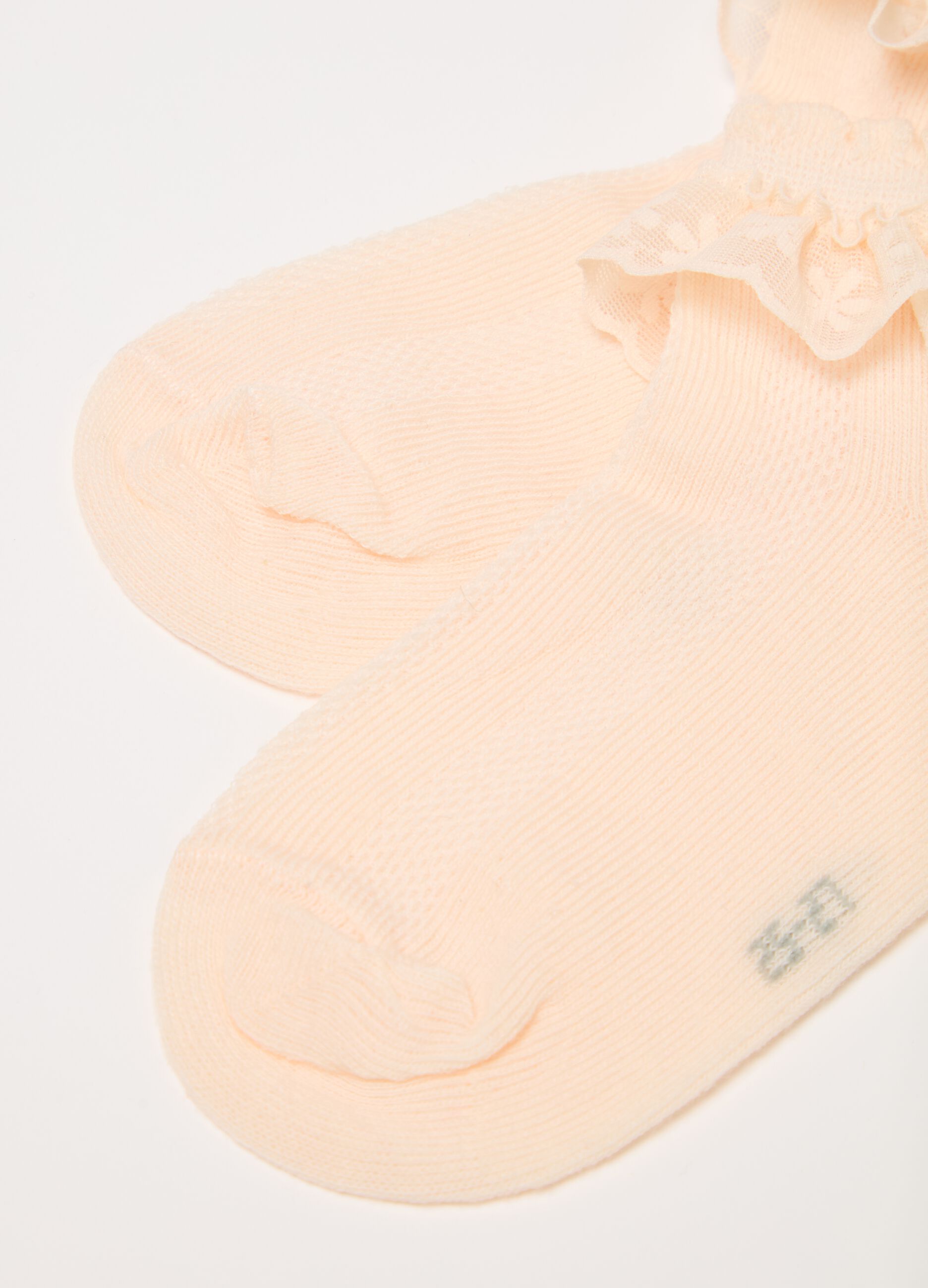 Short socks in organic cotton with lace