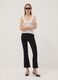 Black flared stretch viscose leggings_0