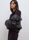 Abito marrone lungo slim fit con collo sciallato_1