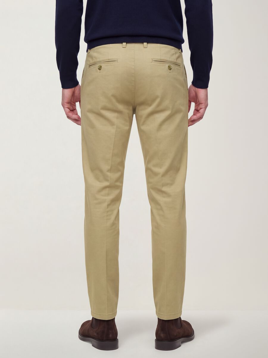 Beige slim-fit stretch cotton twill chino trousers_2