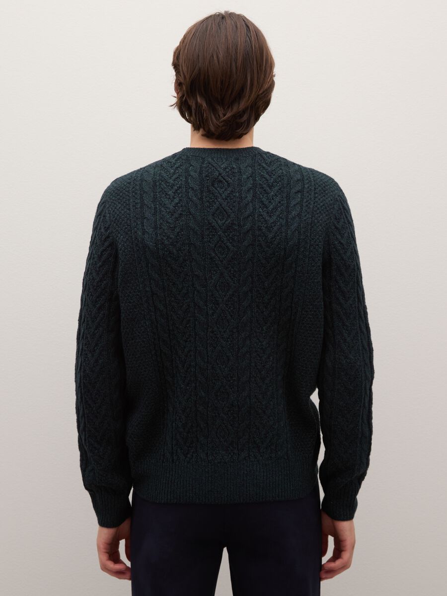 Blue crew neck jumper with regular fit jacquard pattern_3