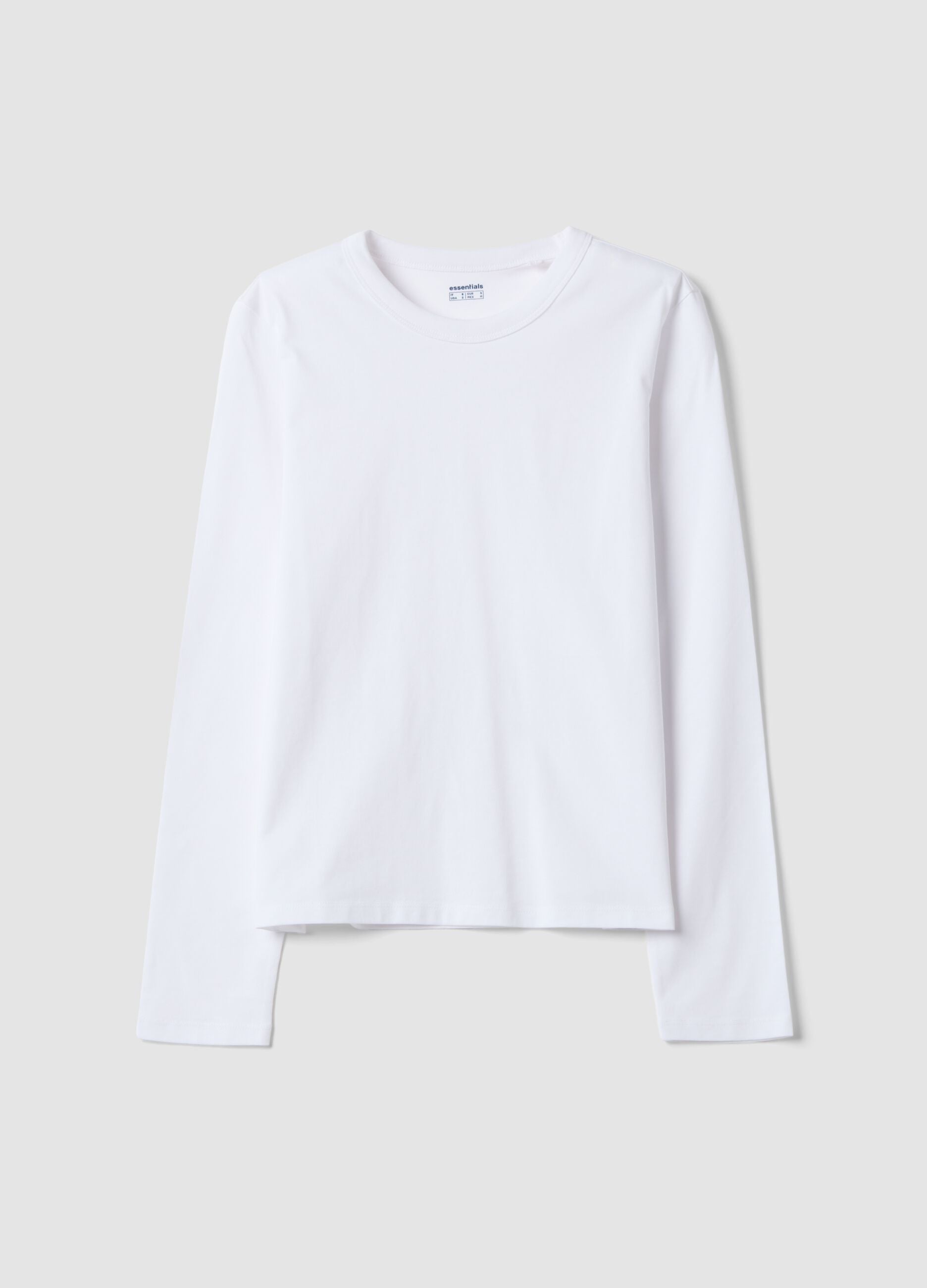 Wei&szlig;es Langarm-T-Shirt aus reinem Baumwolljersey, Regular Fit