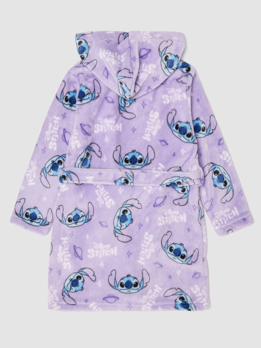 Lilac purple hooded bathrobe with Stitch print_1