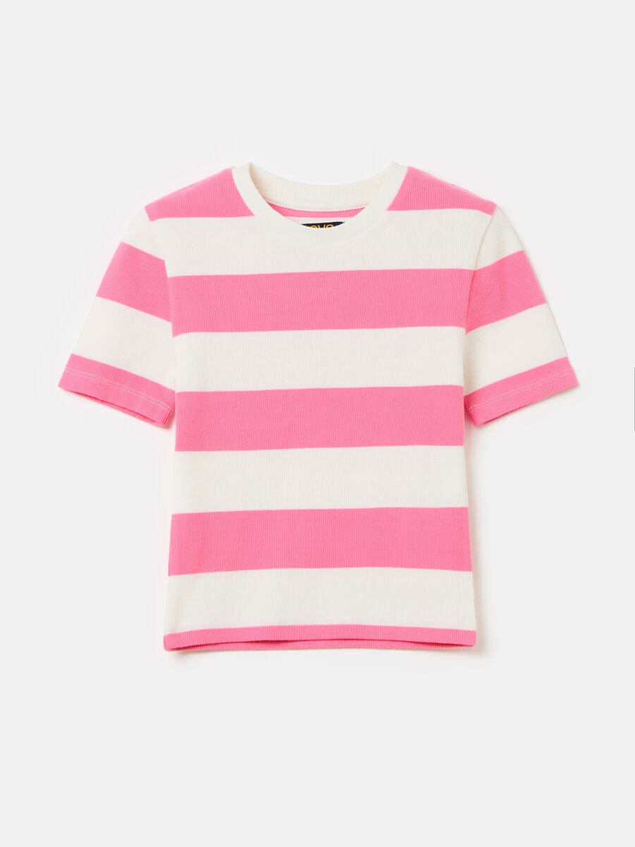 Slim ribbed T-shirt with striped pattern_0