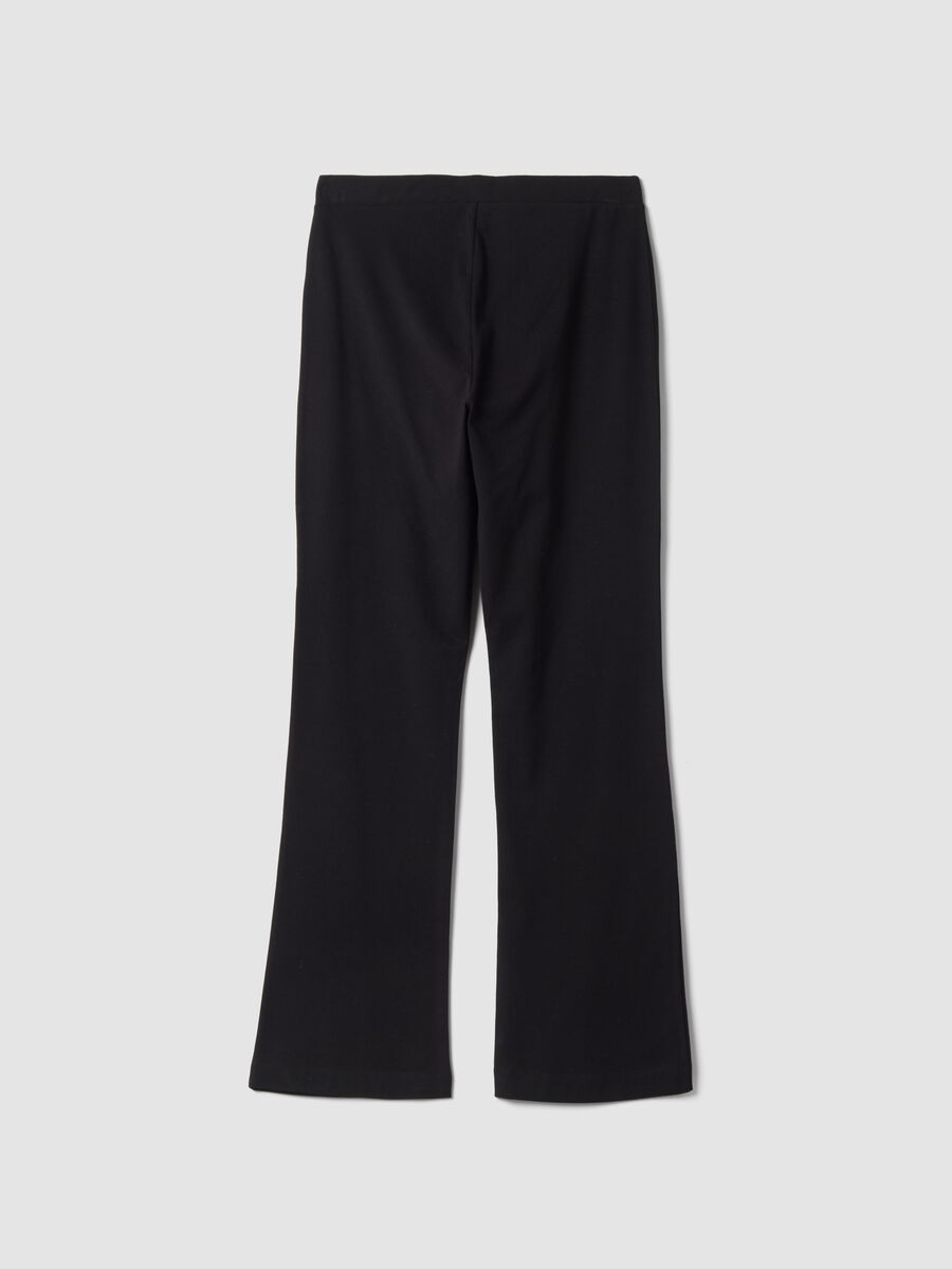 Leggings flare neri in cotone elasticizzato_2