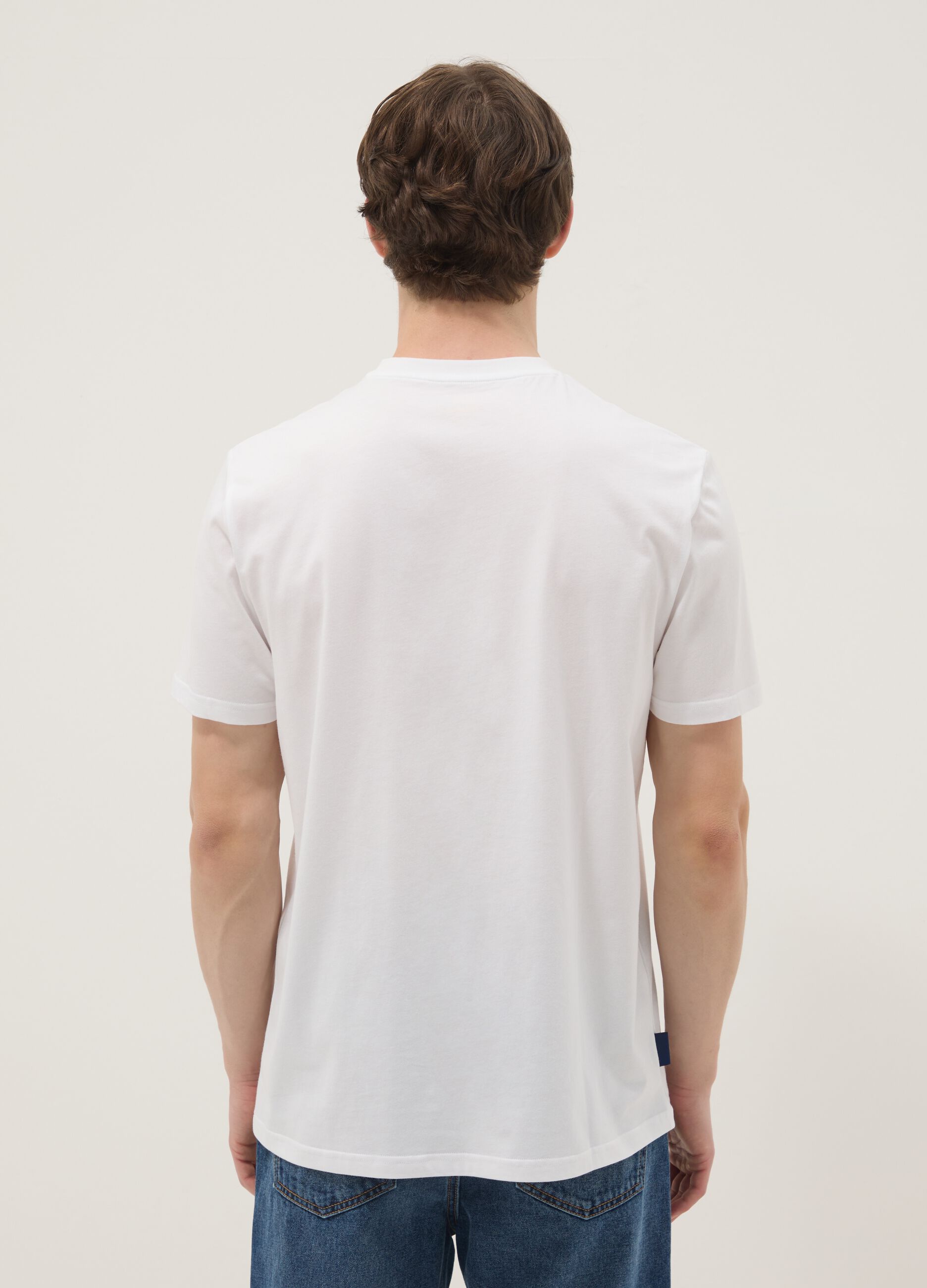 Weisses T-Shirt aus reiner Baumwolle mit Print, Regular Fit