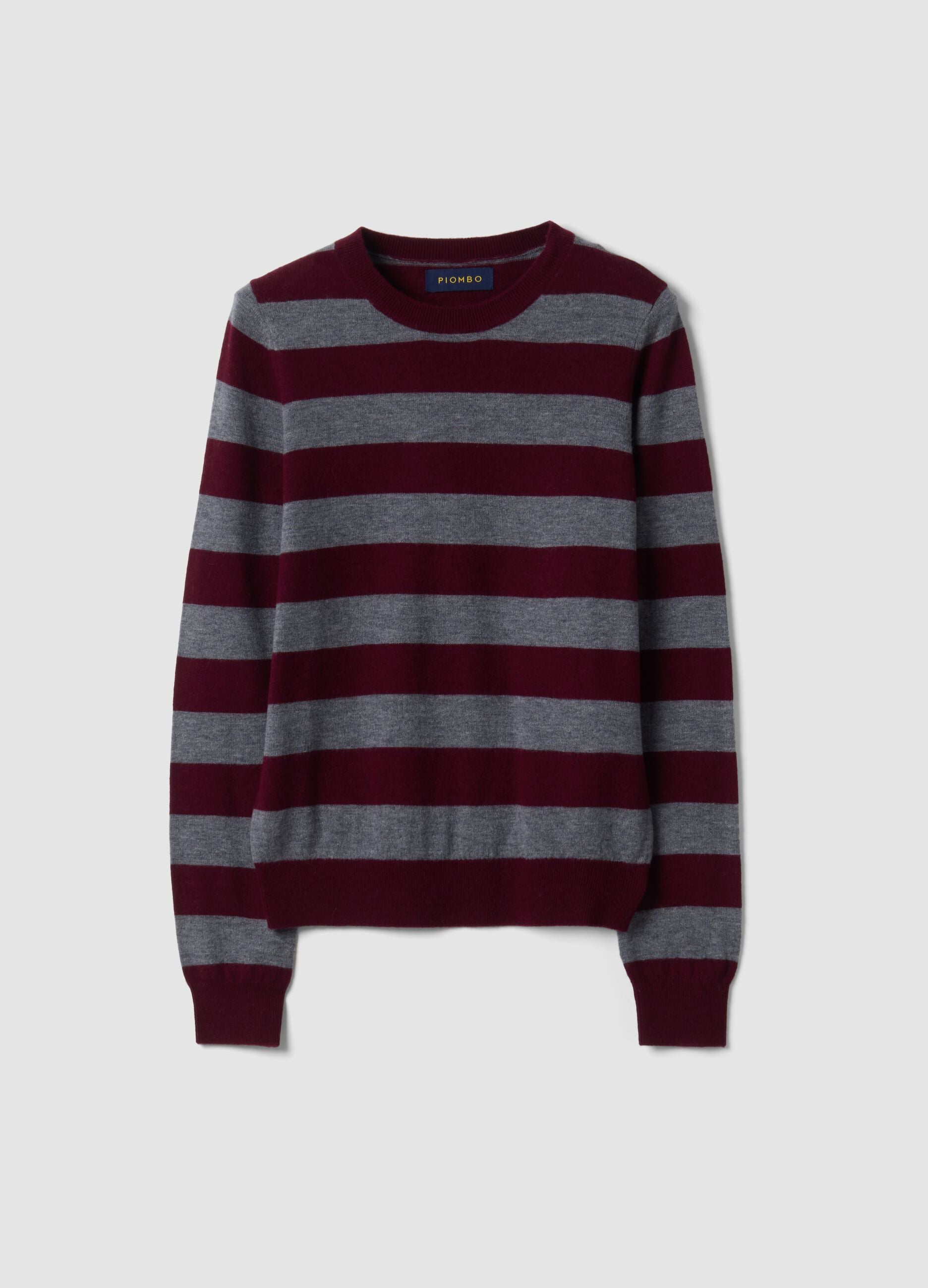 Maglia rossa in pura lana a righe con girocollo