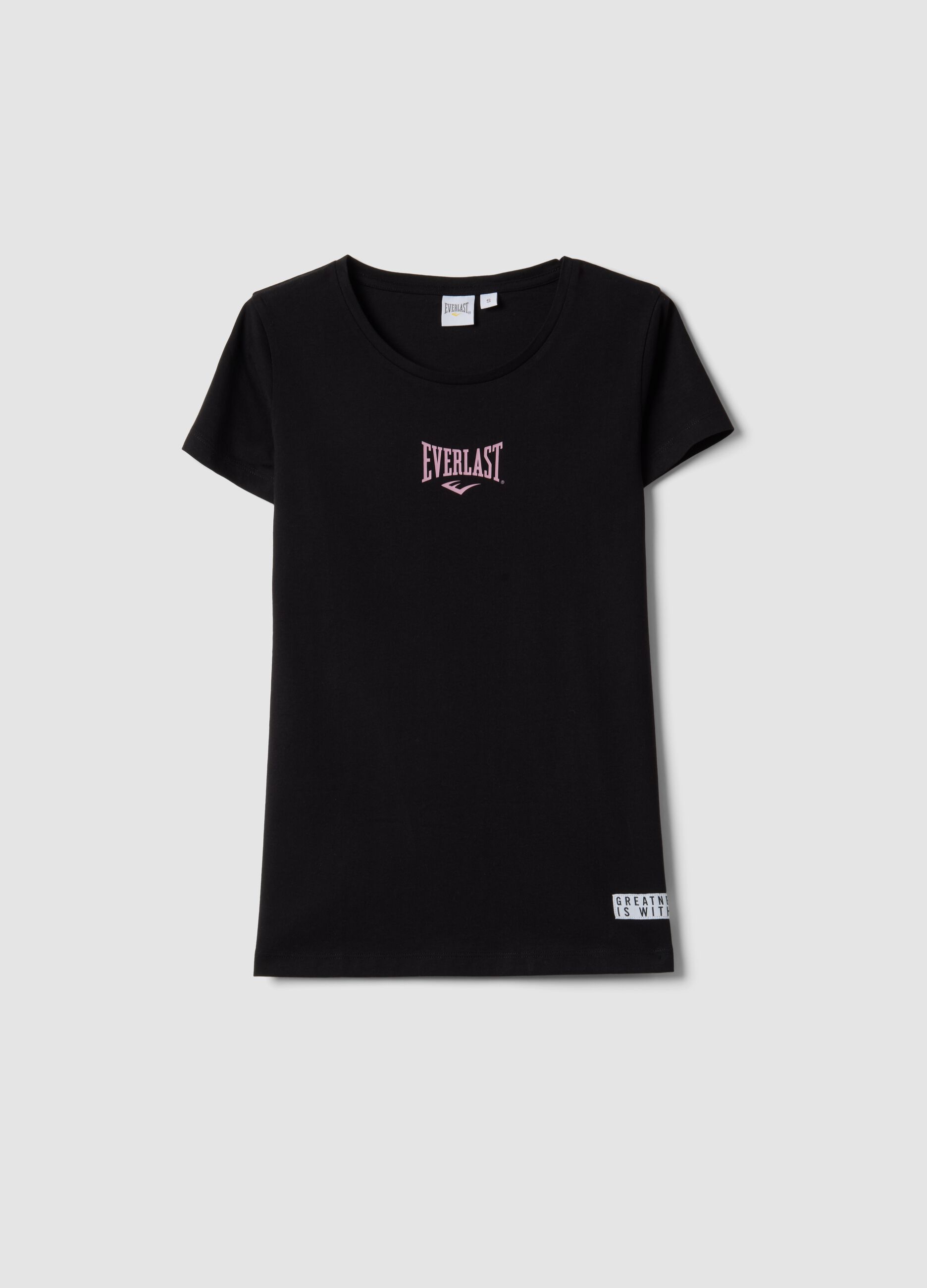 Black pure cotton regular fit T-shirt with logo