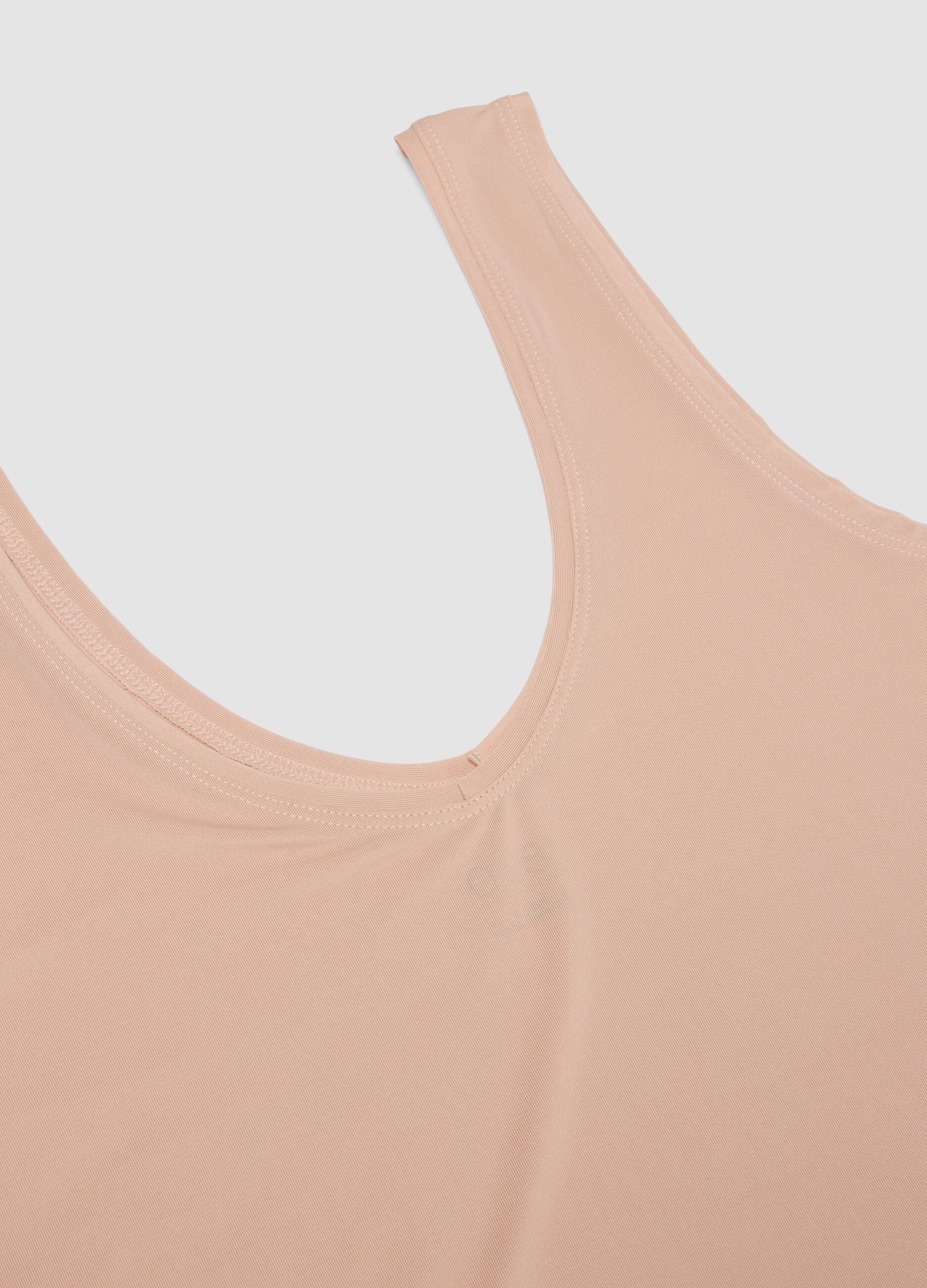 Beige stretch-fabric vest top, regular fit