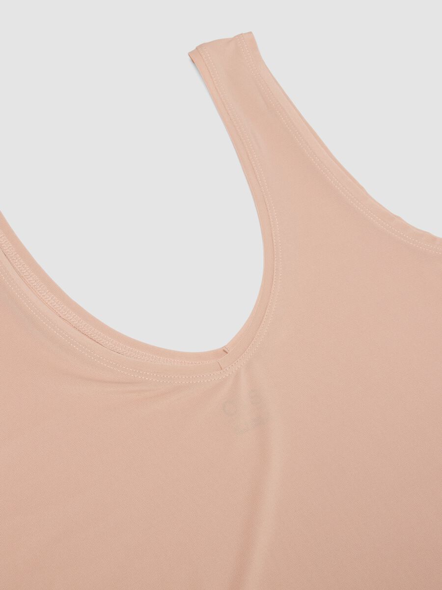 Beige stretch-fabric vest top, regular fit_1