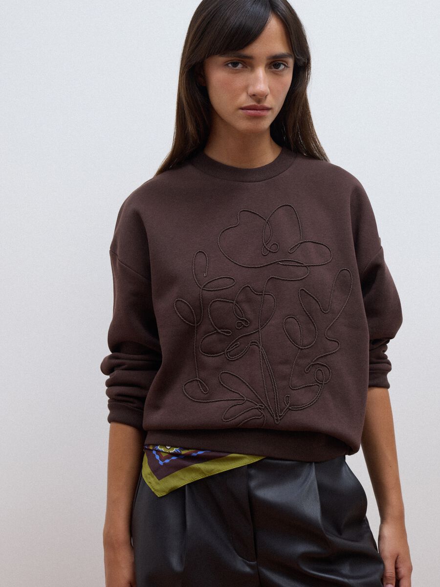 Brown cotton-blend crew-neck sweatshirt, regular fit_2