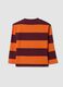 Orangefarbenes, gestreiftes T-Shirt aus reiner Baumwolle mit Rundhalsausschnitt_2