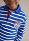 Polo infantil de algod&atilde;o puro com riscas multicolor regular fit com emblemas_2