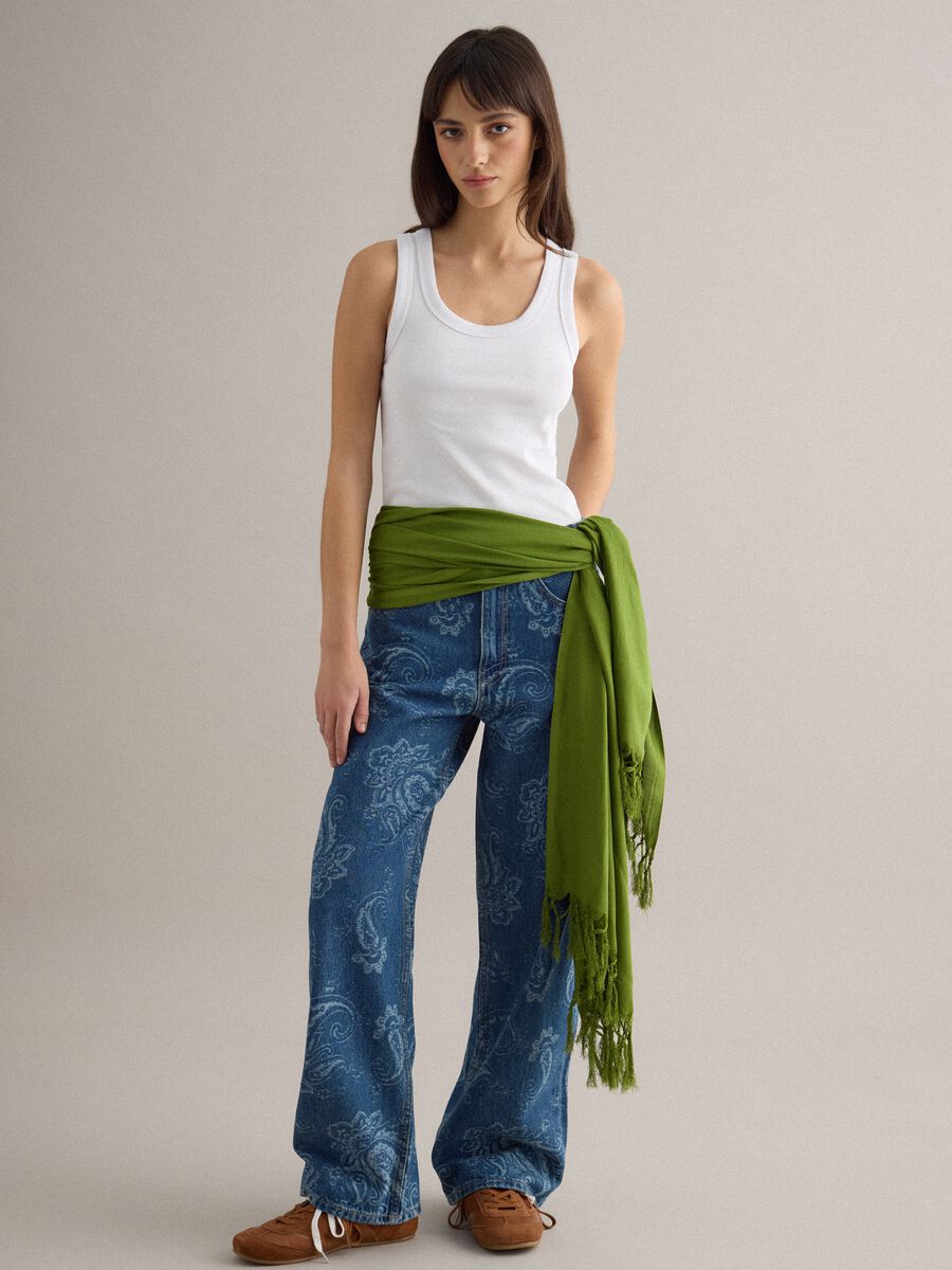 White stretch cotton tank top regular fit_1