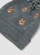 Grey knitted hat with pom pom and teddy bear pattern_2
