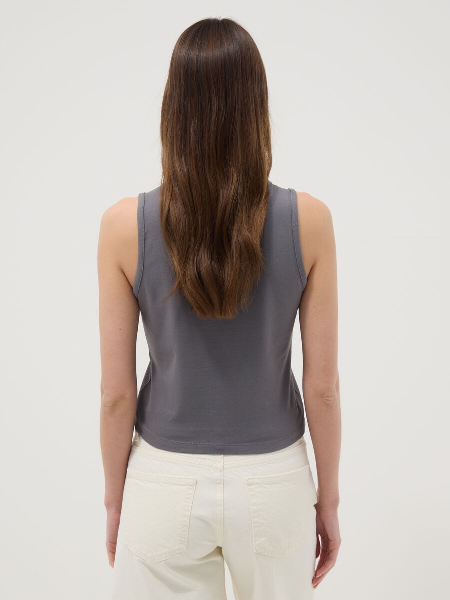 Grey pure cotton Nirvana print tank top, regular fit_3