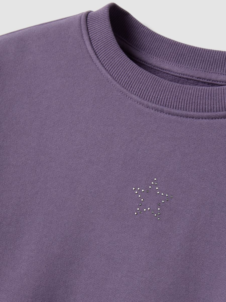 Violettes Sweatshirt aus reiner Bio-Baumwolle mit Rippkragen_2