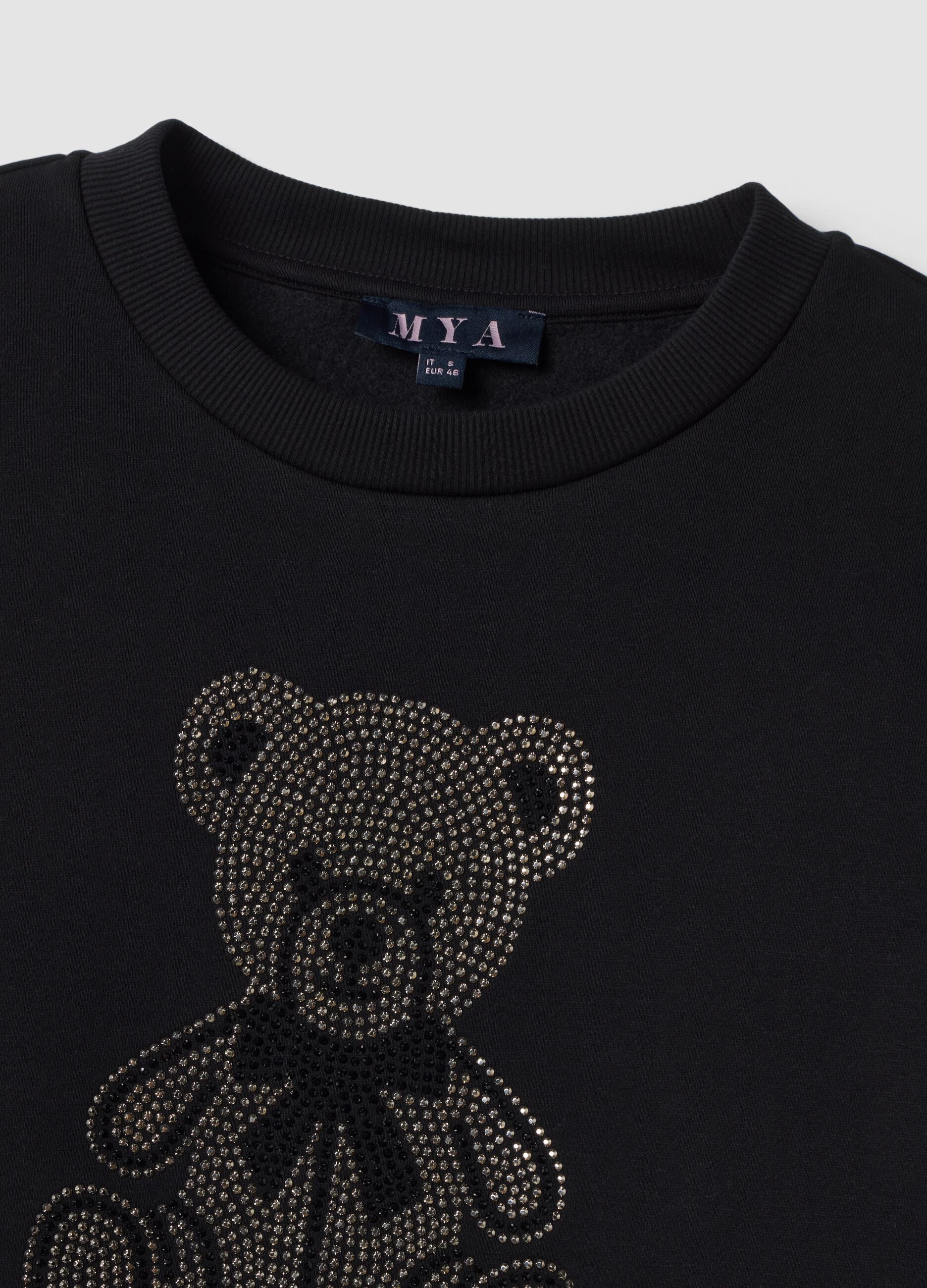 Black cotton-blend crew-neck sweatshirt