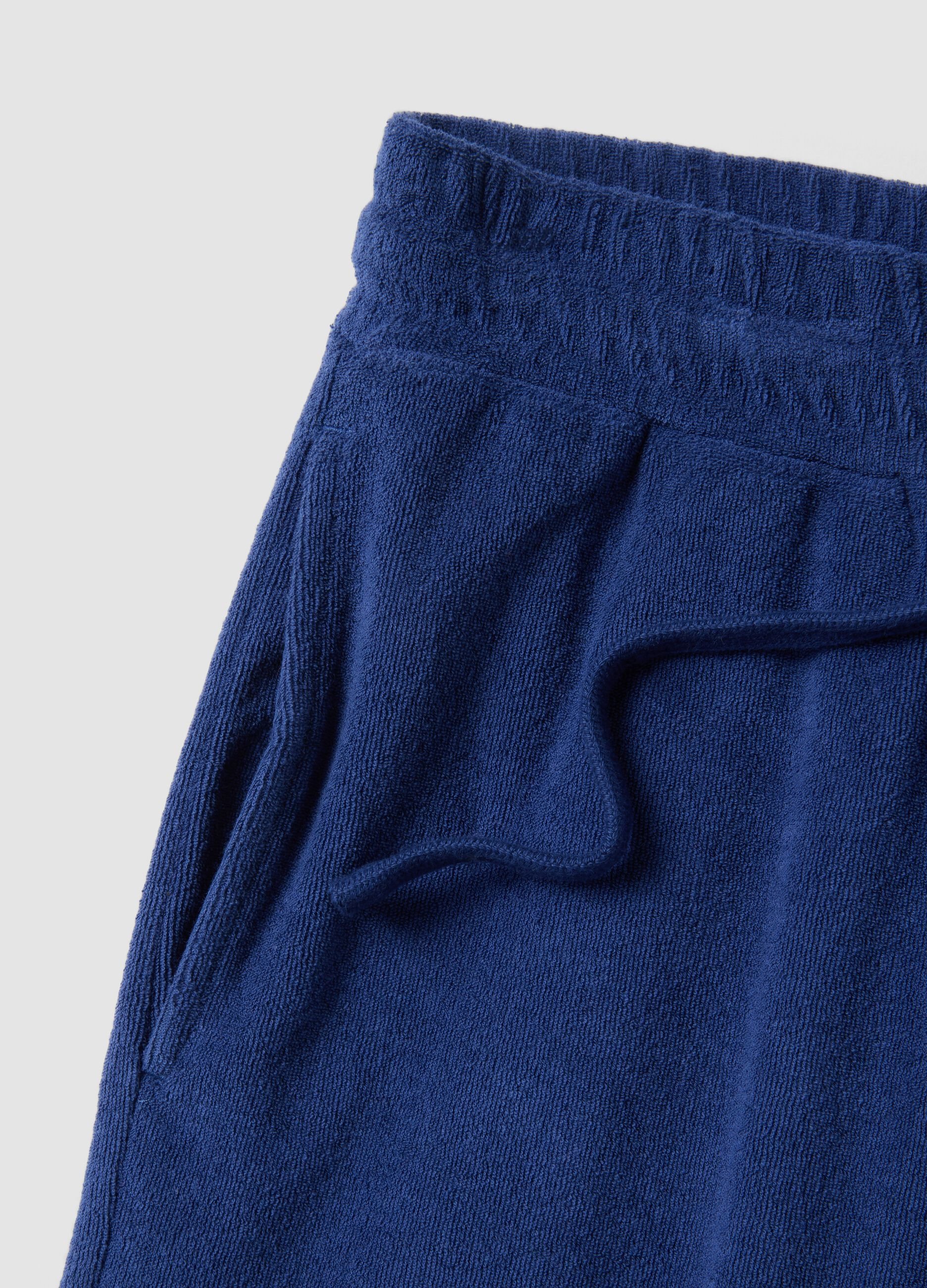 Blue cotton-blend bermuda shorts with elasticated waist