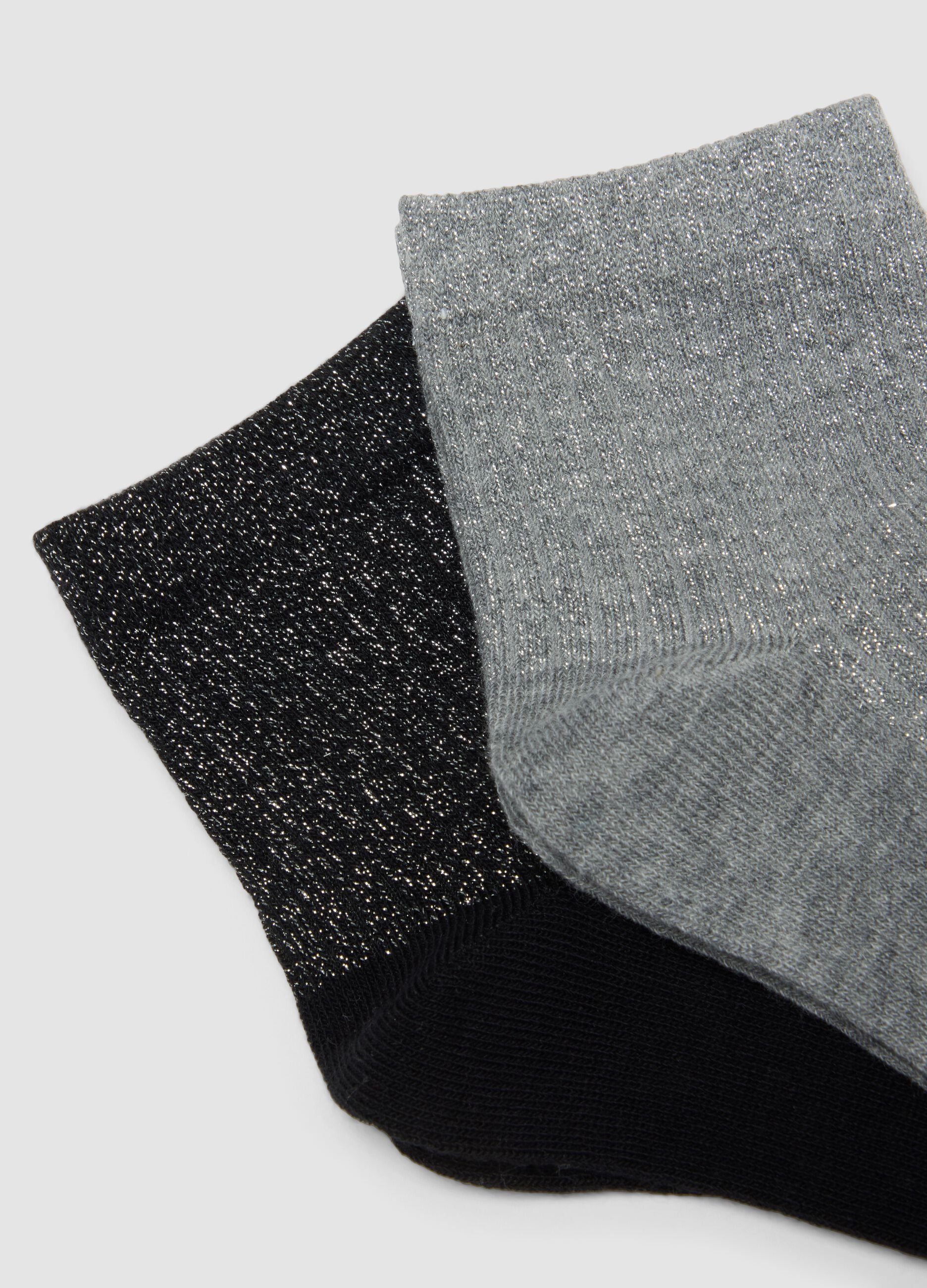 3er-Pack mehrfarbige glitzernde Kurzsocken aus elastischer Bio-Baumwolle in Rippstrick